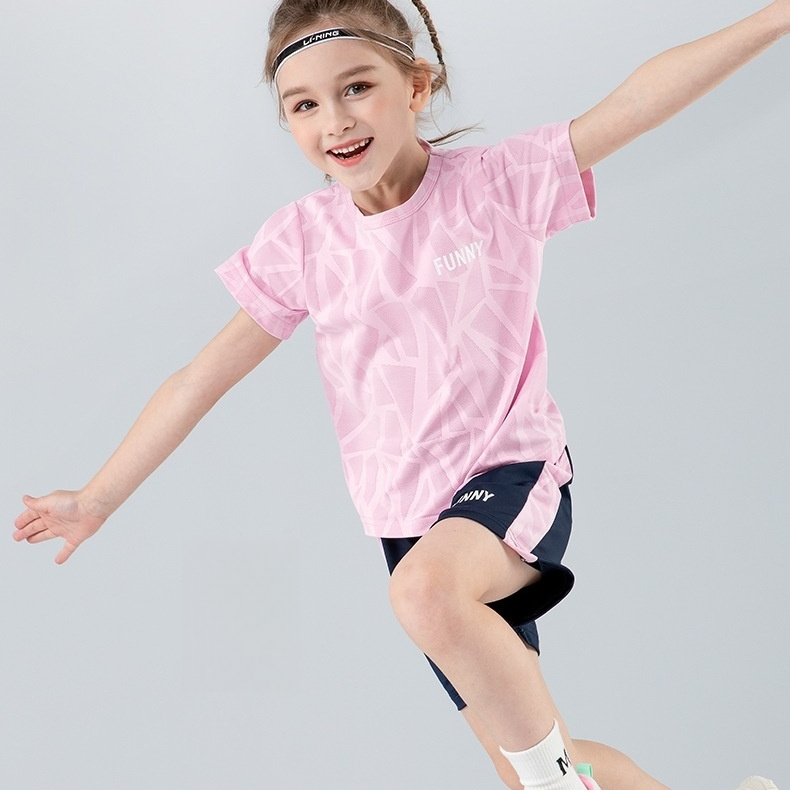 女童夏套装2026新款兒童速干運動夏裝短袖T恤兩件套女孩薄夏