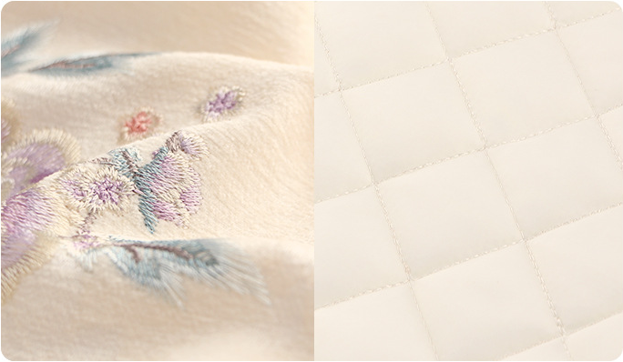 花卉刺繡面料與內裡近拍