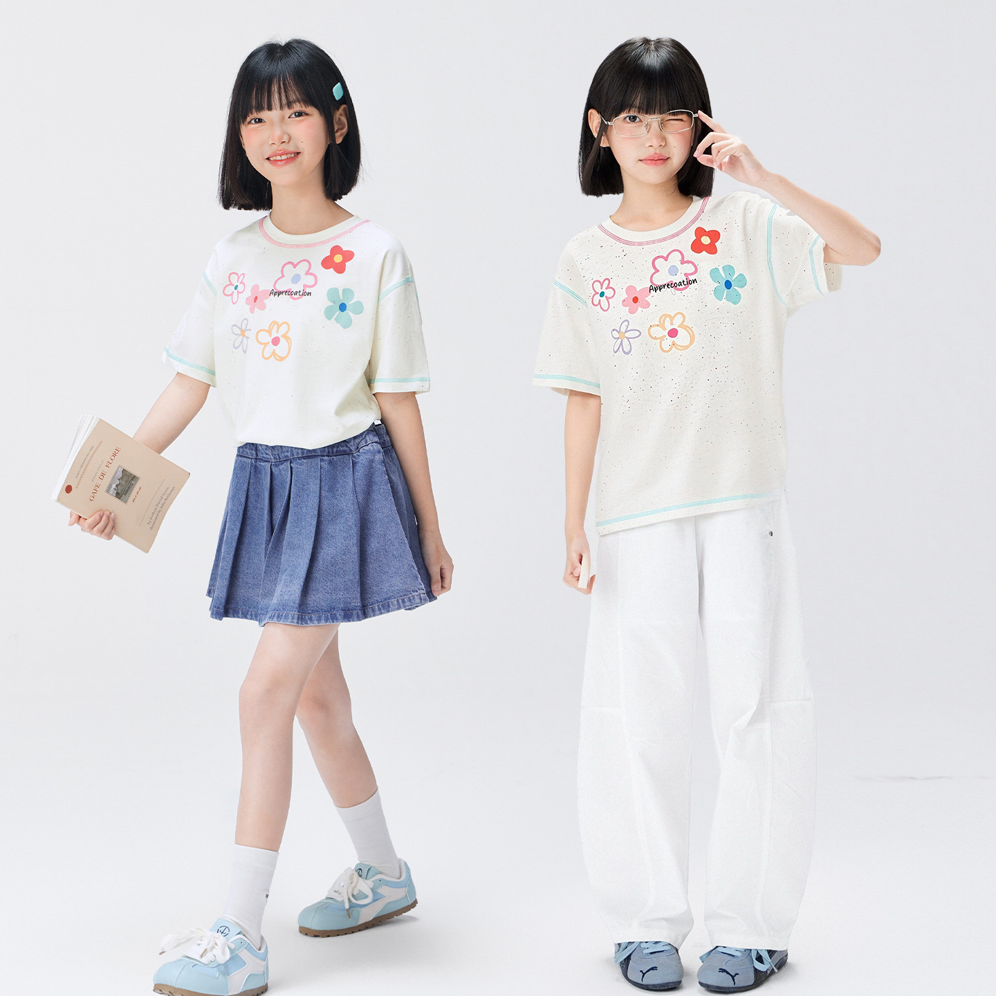 女童短袖T恤兒童彩紗夏裝2026新款女孩大童半袖夏季上衣