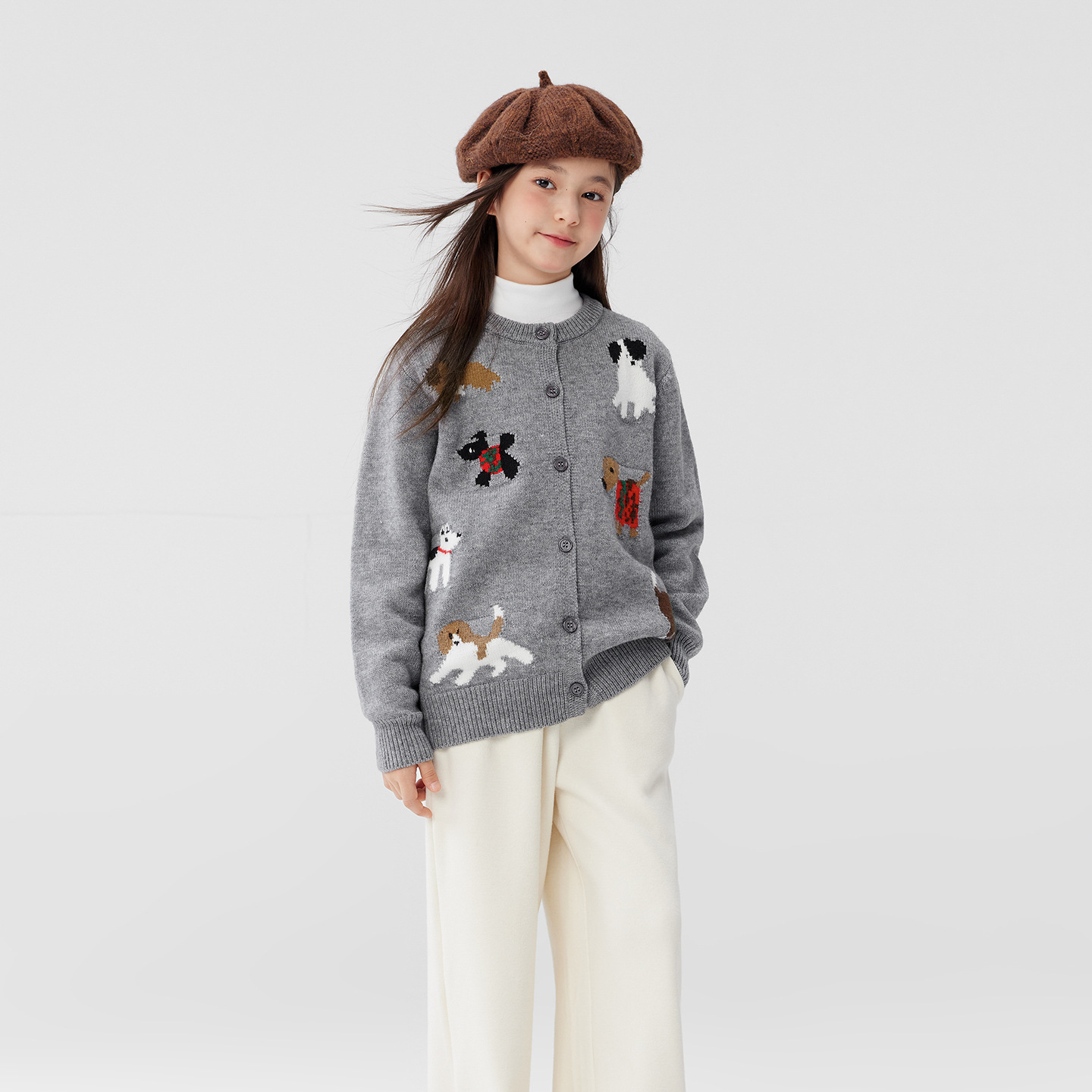 女童紅色毛衣兒童加厚開衫外套冬季2026新款女孩大童年服內搭