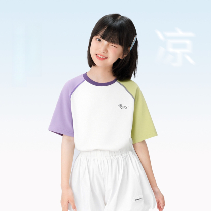 兒童短袖T恤女童夏季A類上衣2026新款女孩大童凉感小冰T