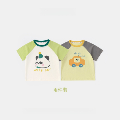 兒童短袖T恤夏季兩件裝寶寶體恤夏裝男寶半袖童裝