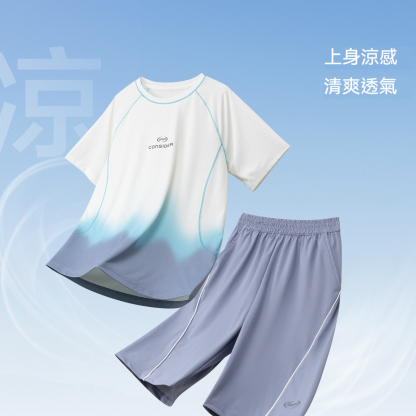男童2026夏款戶外防曬原紗凉感透氣漸變套裝
