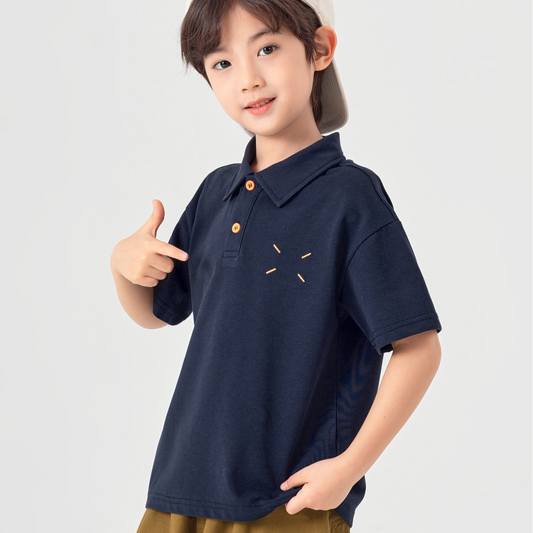 冰感抑菌隨身凉爽男童休閒polo衫夏季簡約刺繡兒童短袖T恤