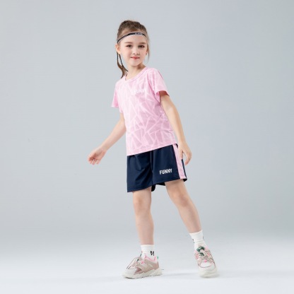 女童夏套装2026新款兒童速干運動夏裝短袖T恤兩件套女孩薄夏