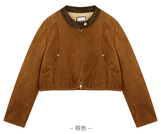 棕色短外套平鋪