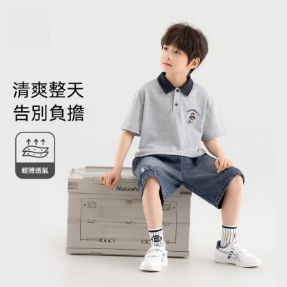 兒童夏季小熊刺繡休閒POLO衫男童短袖T恤中大童學院上衣