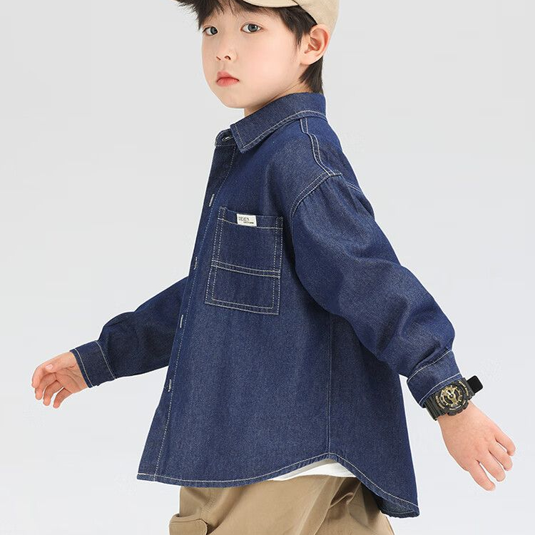 男童襯衫兒童牛仔外套輕暖春秋棉服2026新款春裝上衣男孩襯衣