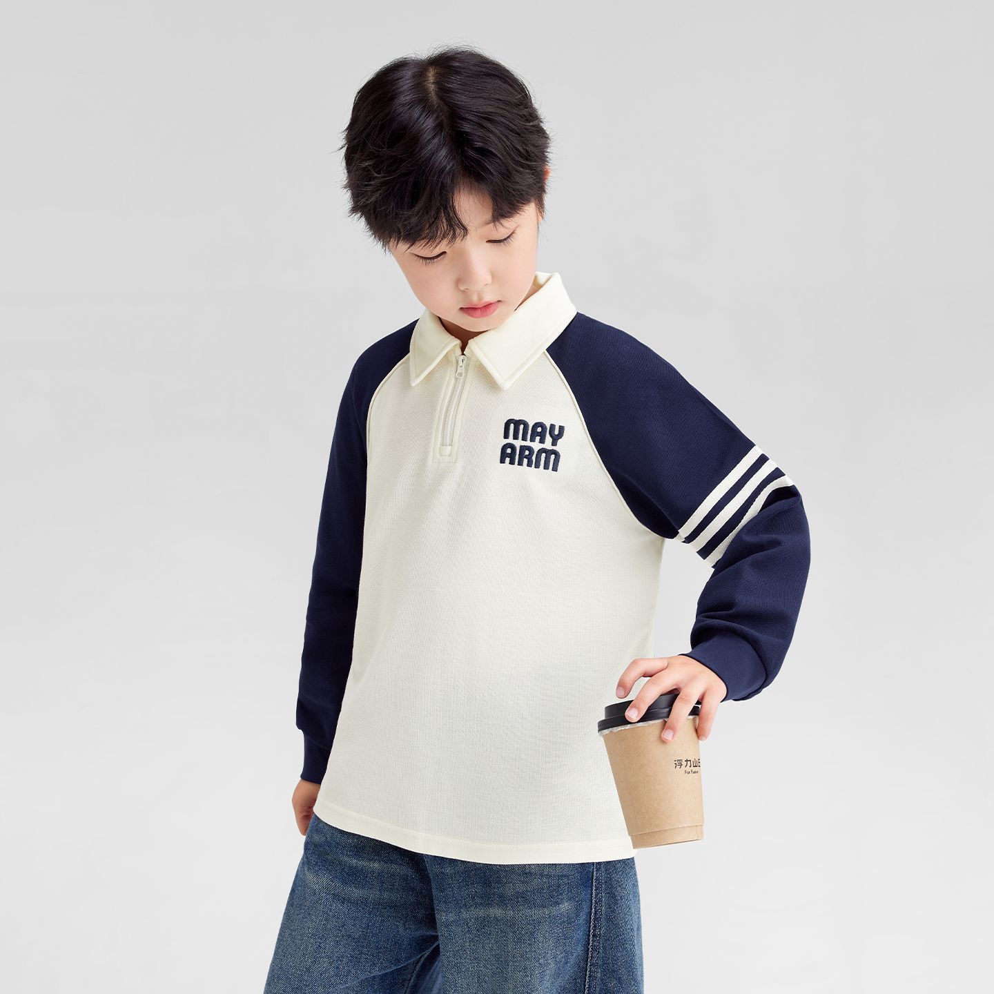 男童長袖t恤學院風POLO衫兒童春裝2026新款男孩大童衛衣