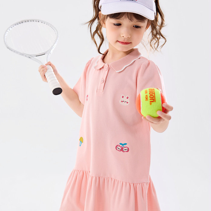 女童polo裙夏季純棉連衣裙休閒女孩可愛裙裝透氣