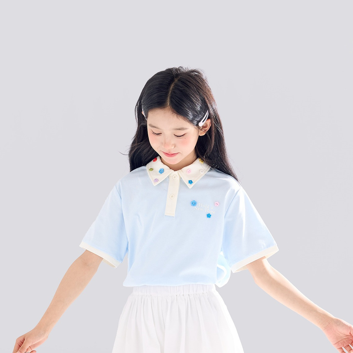 女童polo衫短袖T恤A類兒童夏裝2026新款女大童學院風上衣