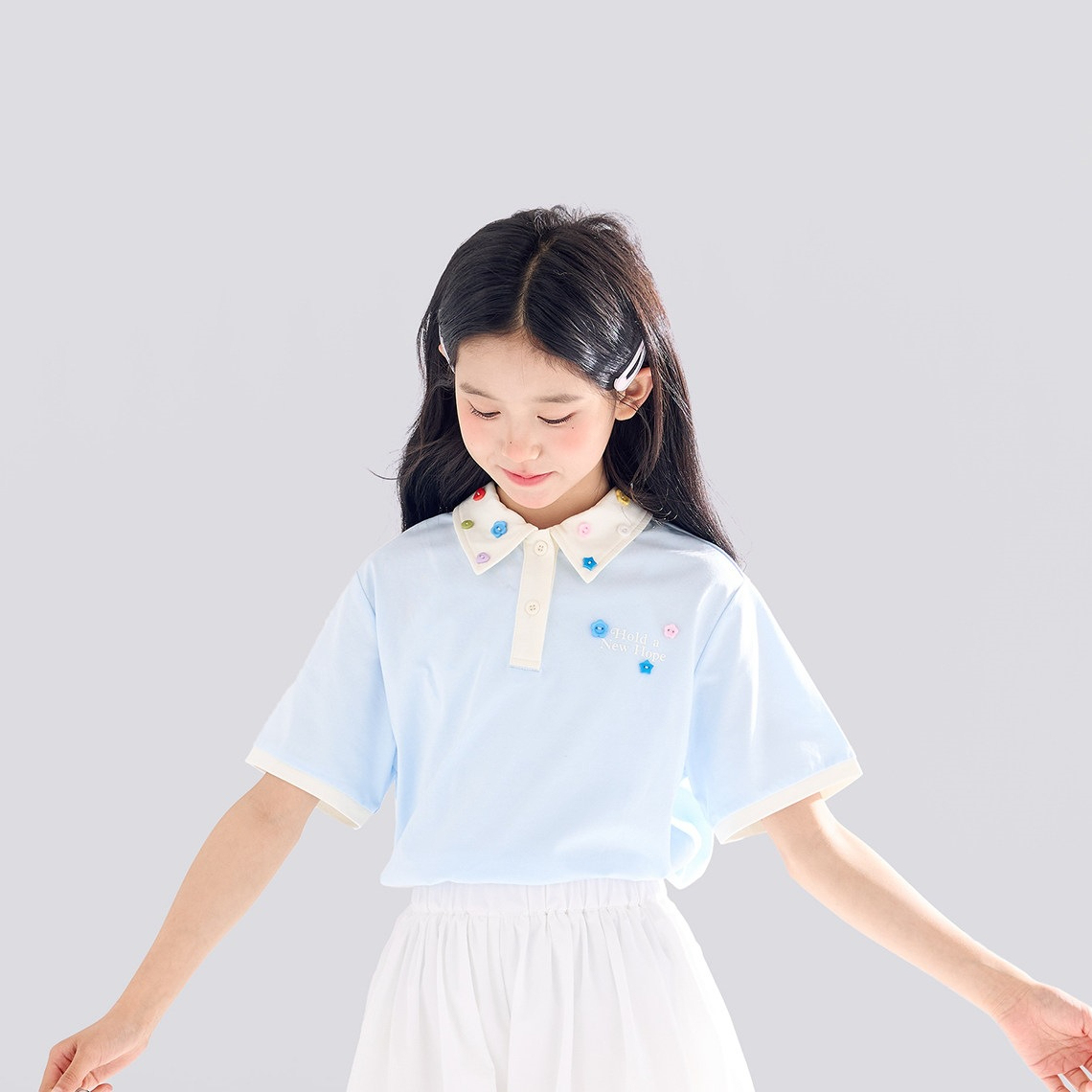 女童polo衫短袖T恤A類兒童夏裝2026新款女大童學院風上衣