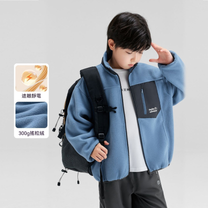 男童搖粒絨外套秋季2026新款兒童保暖防靜電抓絨衣春秋款