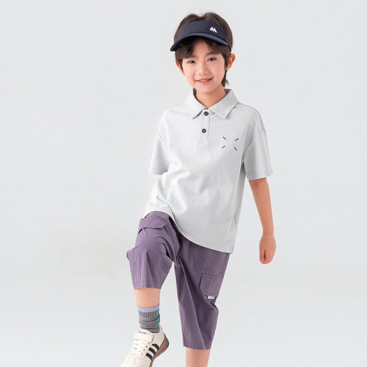 冰感抑菌隨身凉爽男童休閒polo衫夏季簡約刺繡兒童短袖T恤