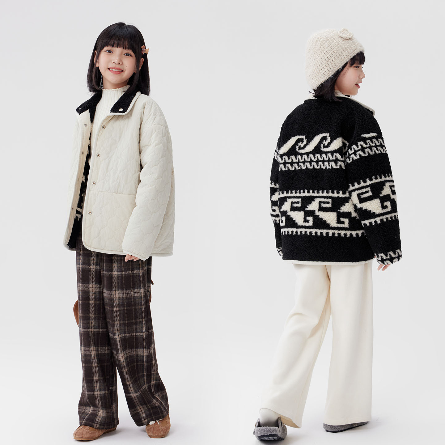 女童羊羔絨外套2026新款秋冬加厚兒童雙面穿棉服女孩大衣