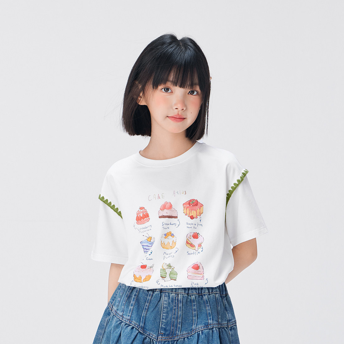 女童短袖t恤兒童夏季萊賽爾2026新款女大童A類上衣蛋糕T