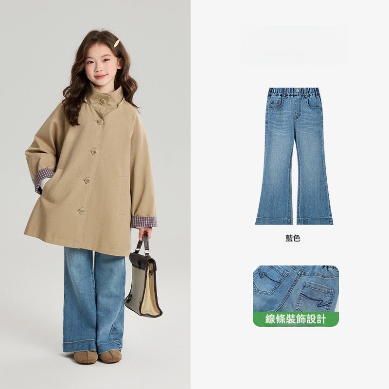 女童童裝百搭褲子2026春季新款兒童微喇軟牛仔褲