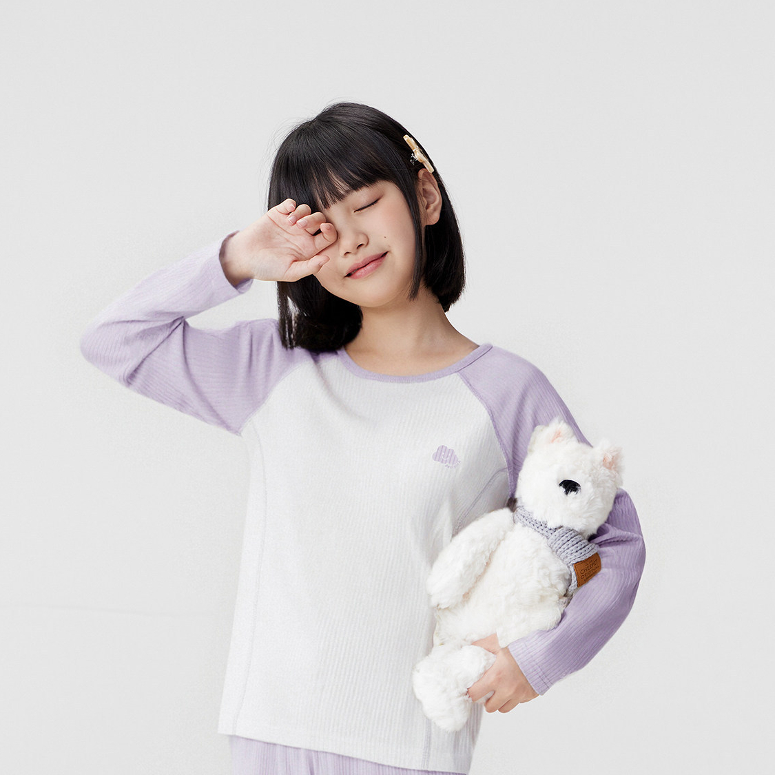 女童羅紋彈力坑條內衣套裝兒童秋衣卫生裤7A抑菌2026春季新款