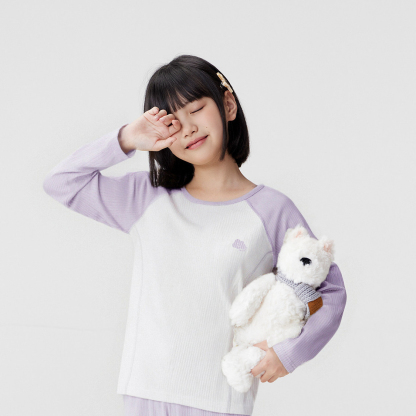 女童羅紋彈力坑條內衣套裝兒童秋衣卫生裤7A抑菌2026春季新款