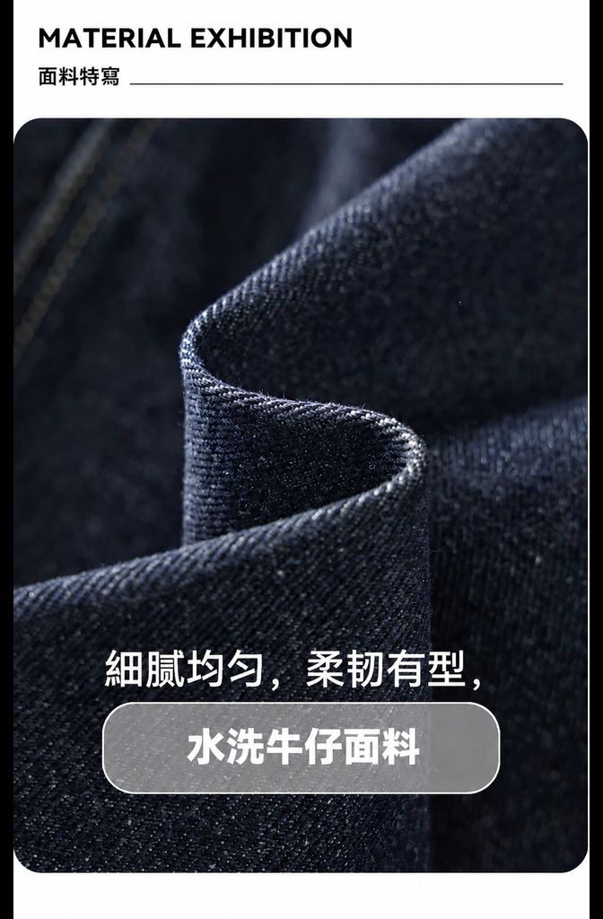 深牛仔藍牛仔外套・面料特寫