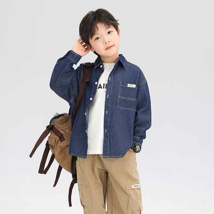 男童襯衫兒童牛仔外套輕暖春秋棉服2026新款春裝上衣男孩襯衣