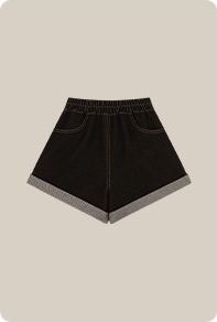 Classic black shorts flat lay