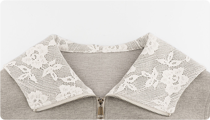Lace Lapel and Zipper Details