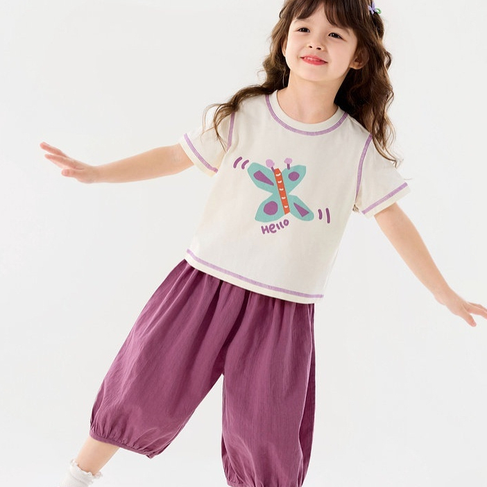 女童套裝夏款女孩短袖褲子兩件套2026夏季新款女寶衣服