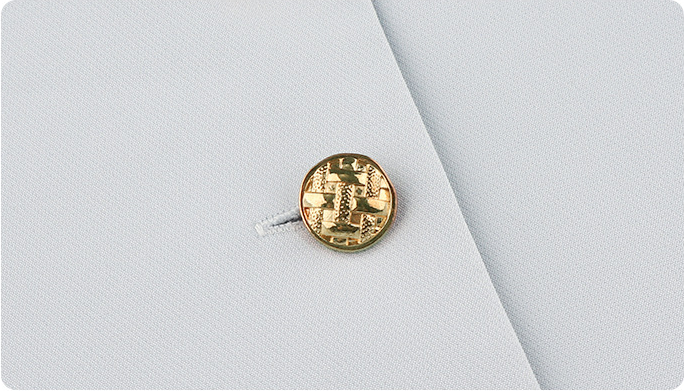 Metal buttons and buttonholes