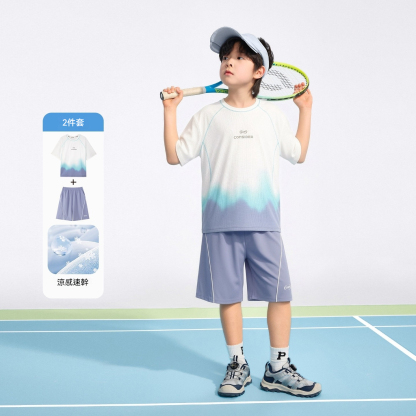 男童2026夏款戶外防曬原紗凉感透氣漸變套裝