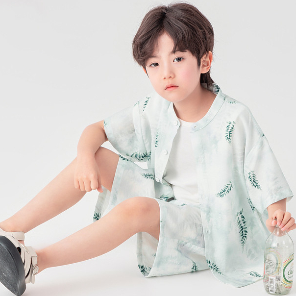 男童滿印國風套裝抗勾絲2026新款夏裝夏季兒童洋氣兩件套