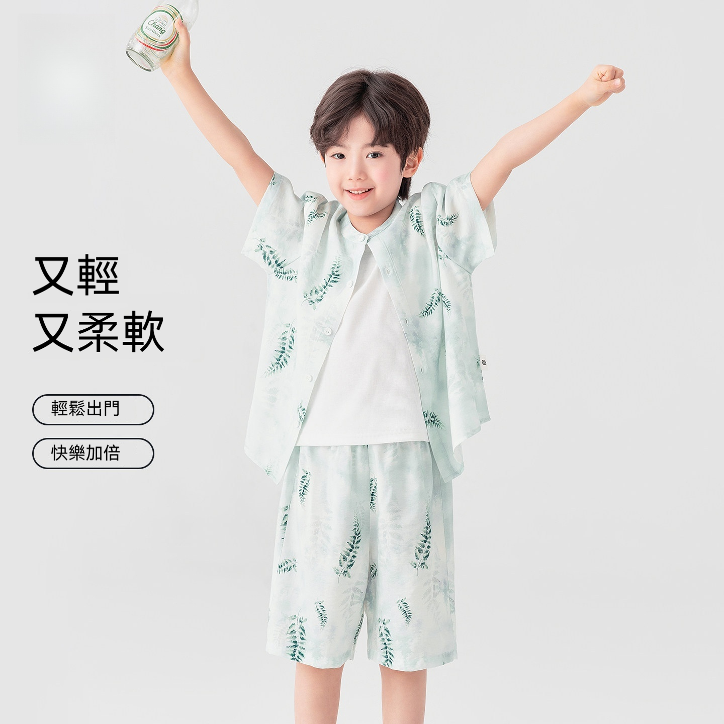 男童滿印國風套裝抗勾絲2026新款夏裝夏季兒童洋氣兩件套
