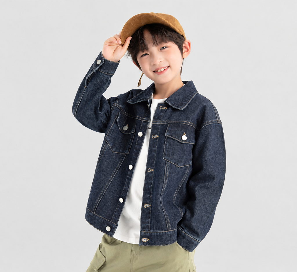 深牛仔藍牛仔外套・穿著展示