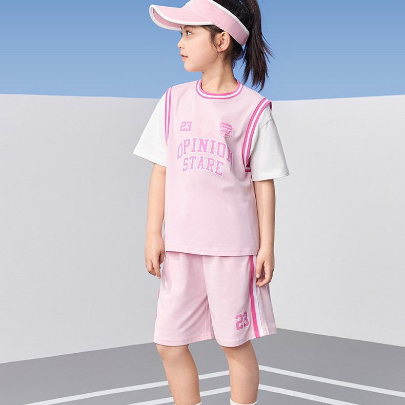 女童運動套裝夏季兒童籃球服吸濕速幹夏裝2026新款短袖兩件套