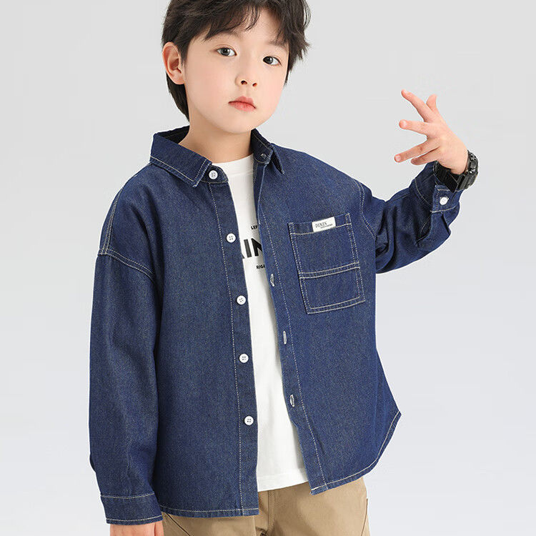 男童襯衫兒童牛仔外套輕暖春秋棉服2026新款春裝上衣男孩襯衣