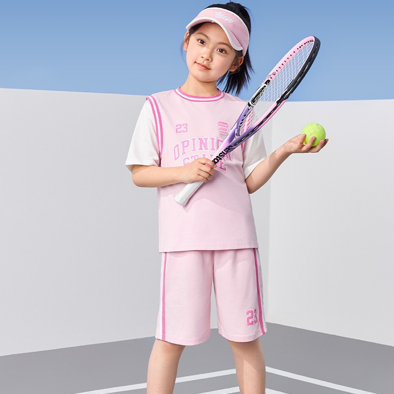 女童運動套裝夏季兒童籃球服吸濕速幹夏裝2026新款短袖兩件套