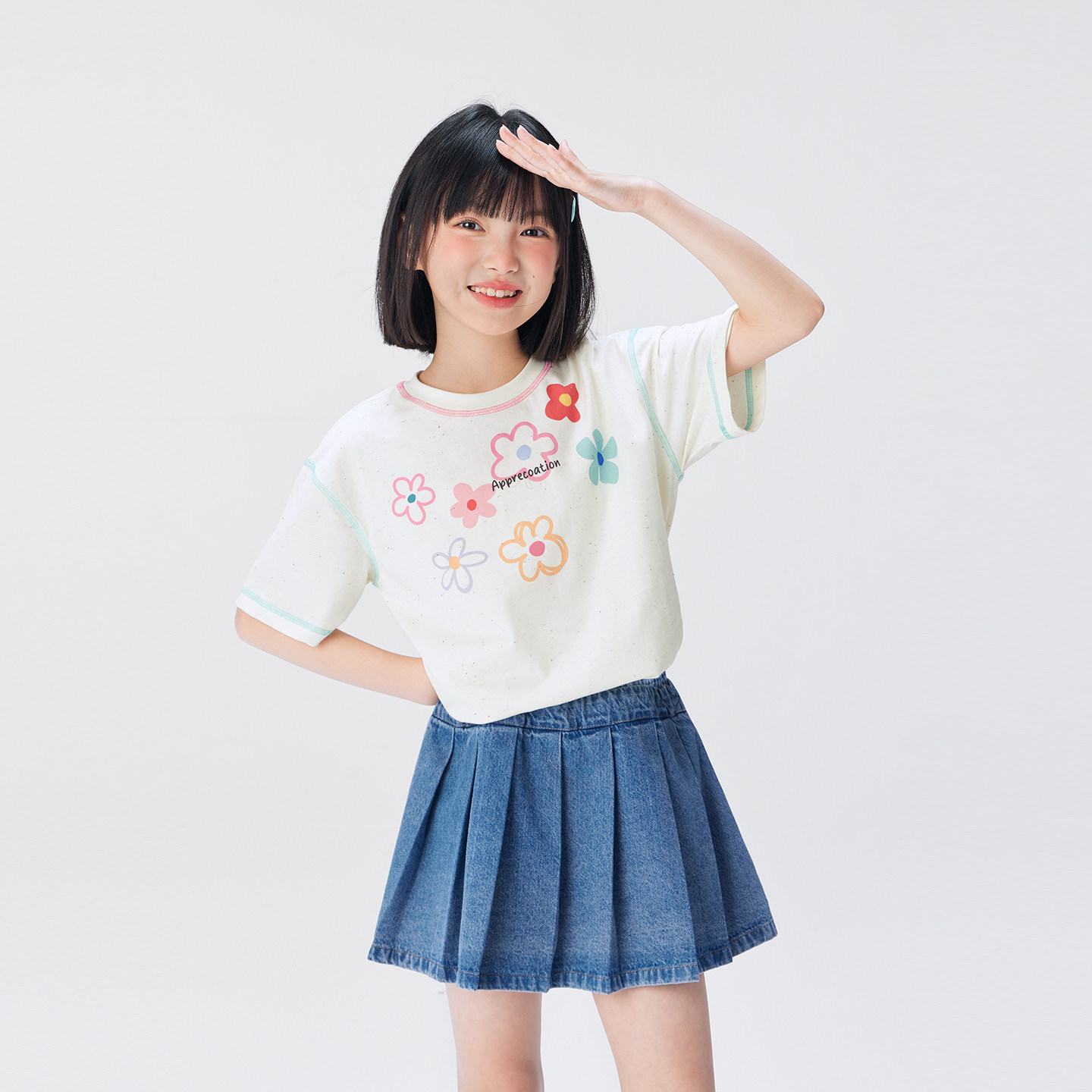 女童短袖T恤兒童彩紗夏裝2026新款女孩大童半袖夏季上衣