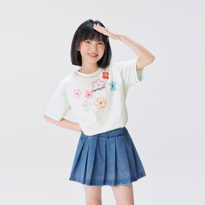 女童短袖T恤兒童彩紗夏裝2026新款女孩大童半袖夏季上衣