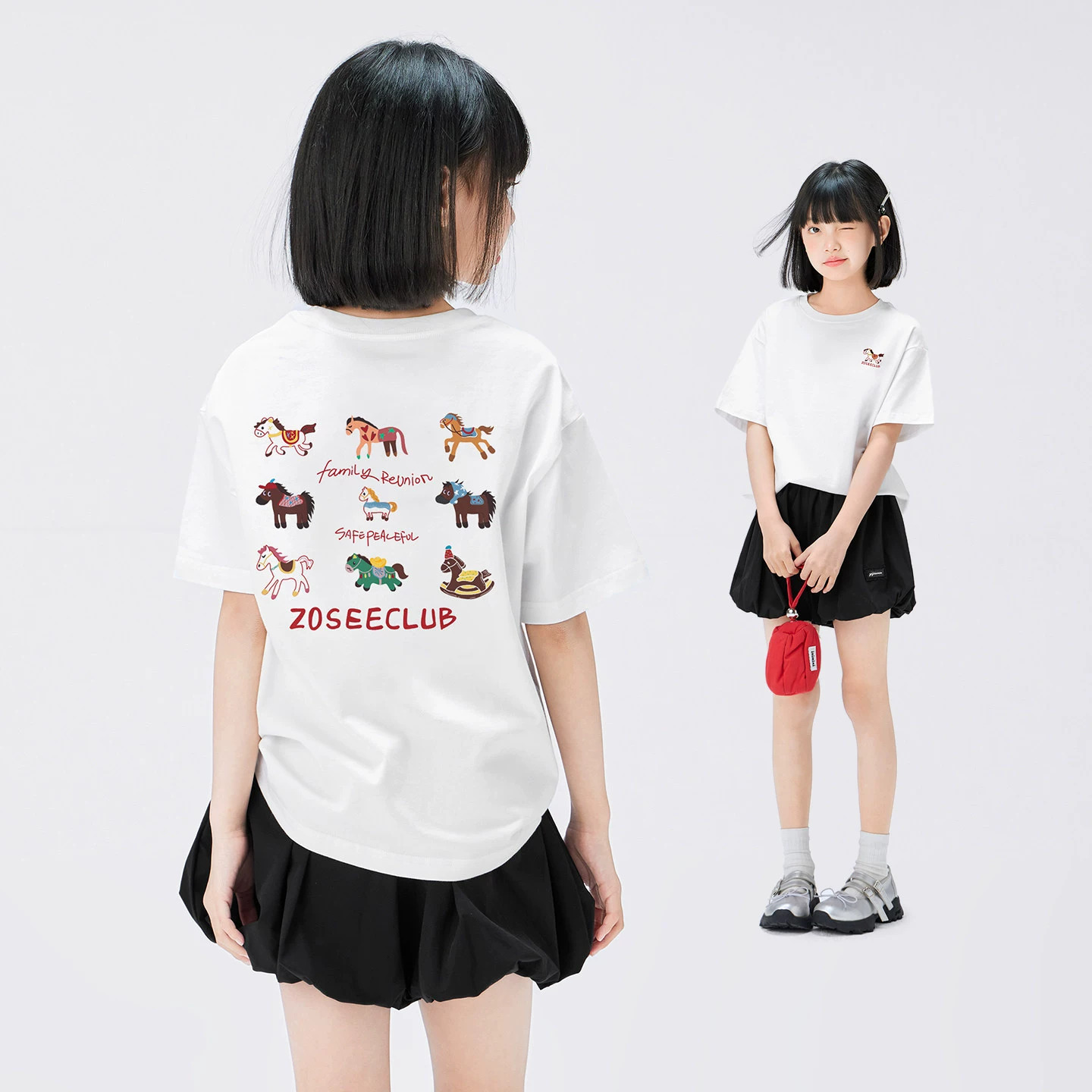 女童紅色T恤短袖兒童本命年夏季2026新款女孩大童上衣