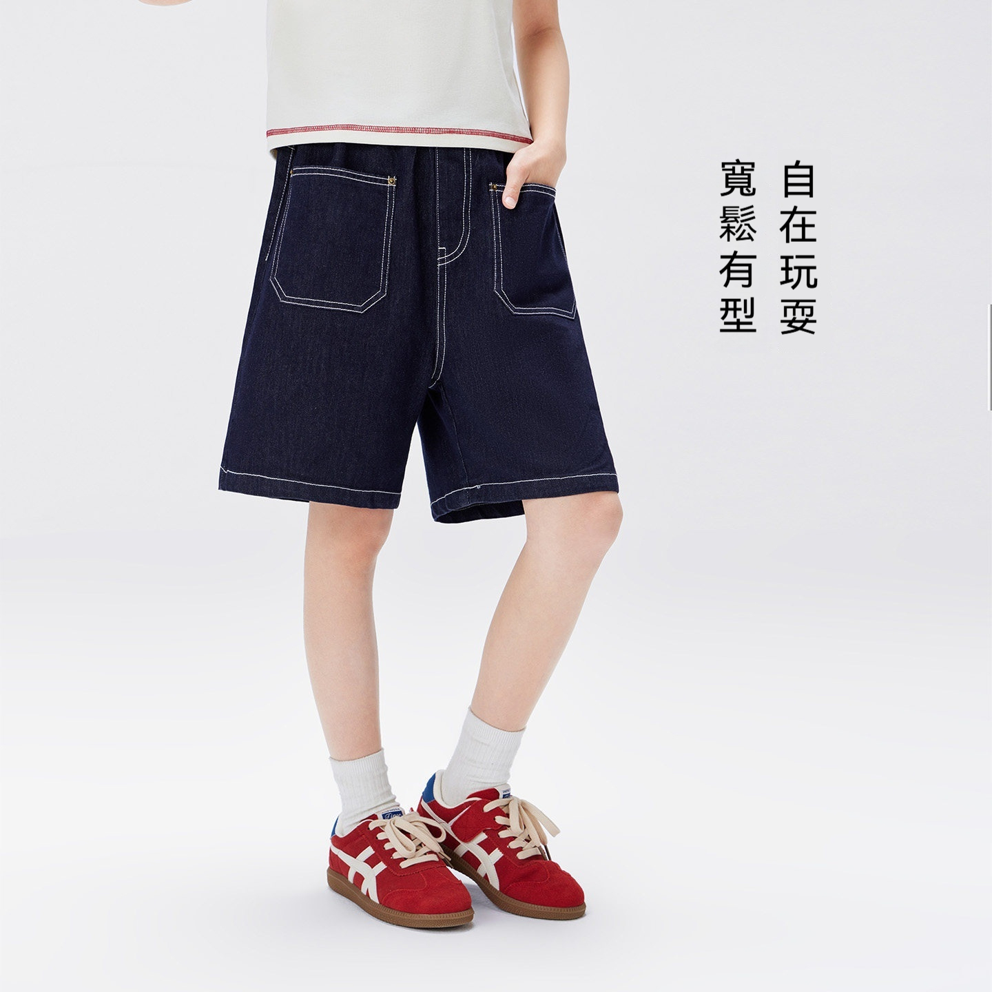 女童牛仔短褲夏季薄款2026新款兒童抑菌防褪色五分褲大童中褲
