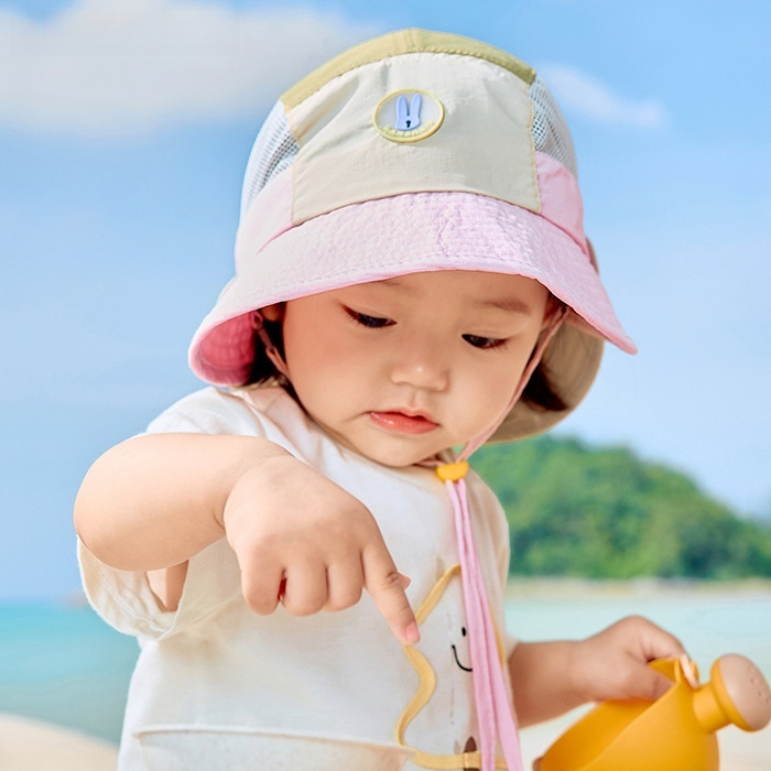 可拆卸雙簷夏季防曬帽男女童透氣遮陽帽漁夫帽子
