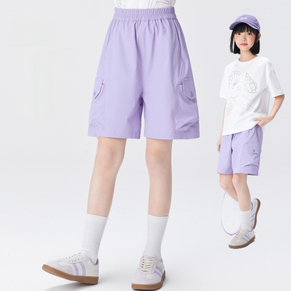 女童短褲夏季薄款兒童輕量工裝風中褲2026新款大童凉感五分褲