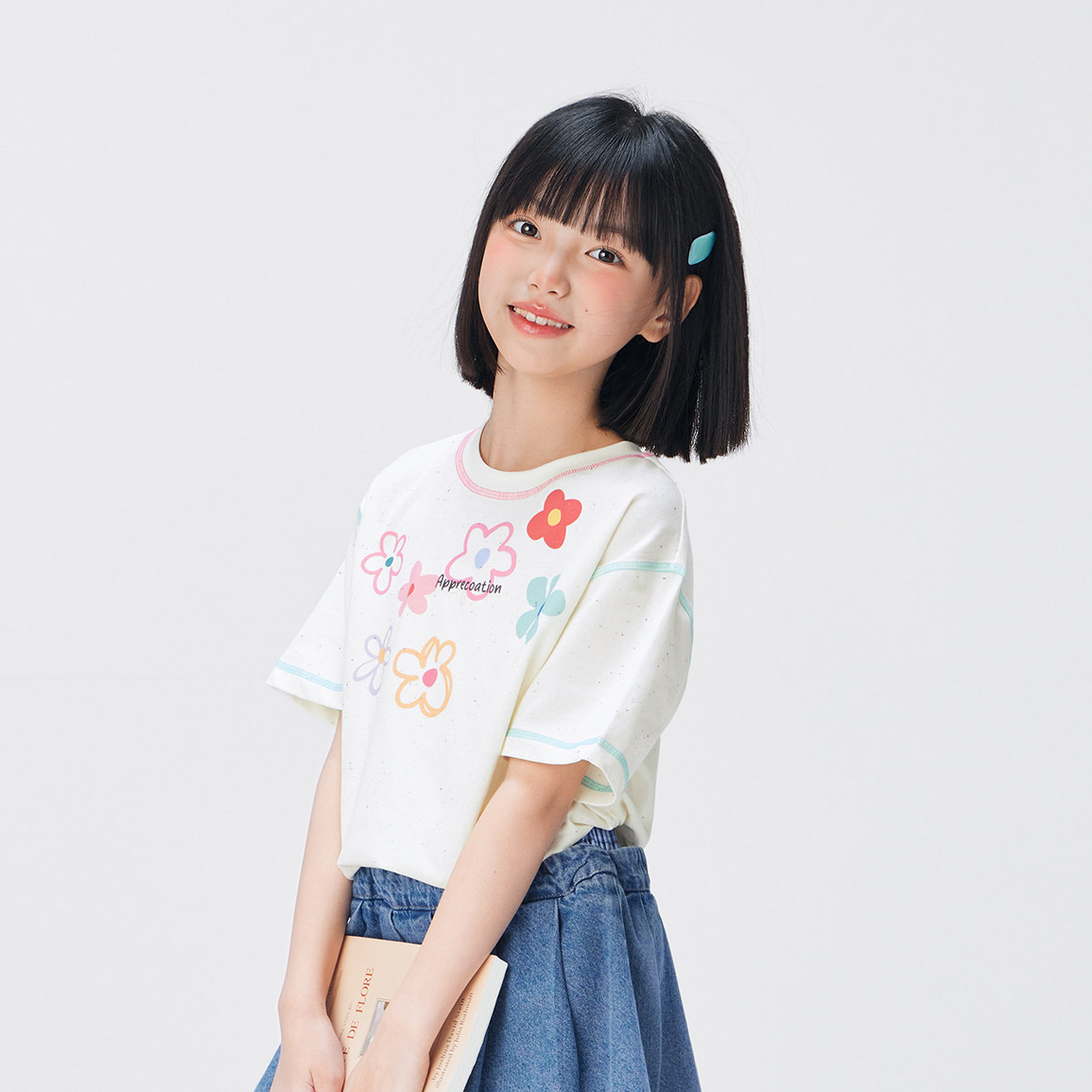 女童短袖T恤兒童彩紗夏裝2026新款女孩大童半袖夏季上衣
