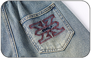 撞色刺繡後袋