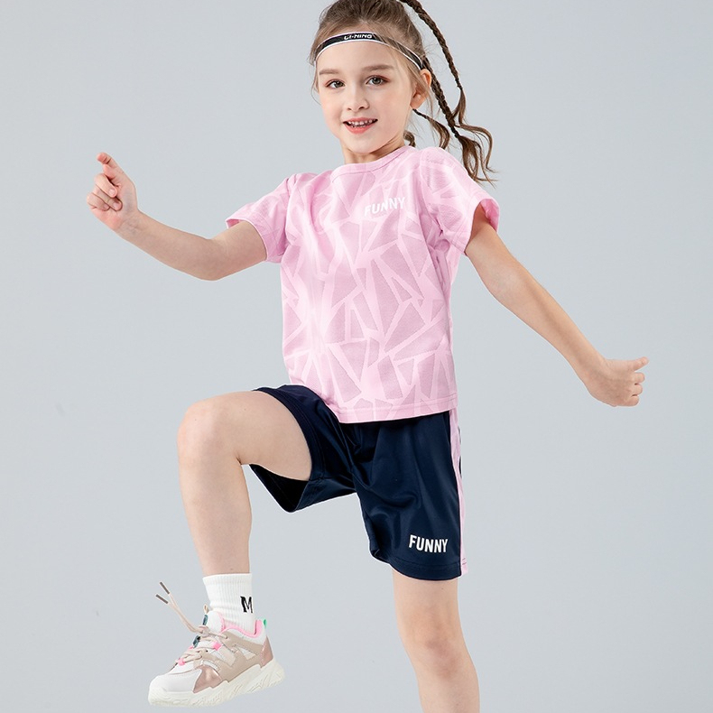 女童夏套装2026新款兒童速干運動夏裝短袖T恤兩件套女孩薄夏