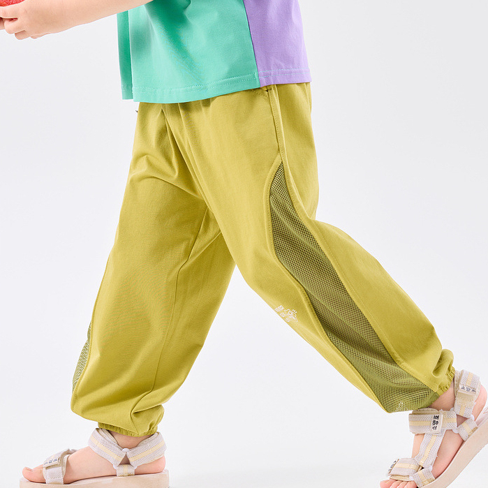兒童防蚊褲夏季男童凉凉褲夏裝拼接網眼女童褲子