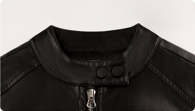 Stand collar snaps and zipper pull