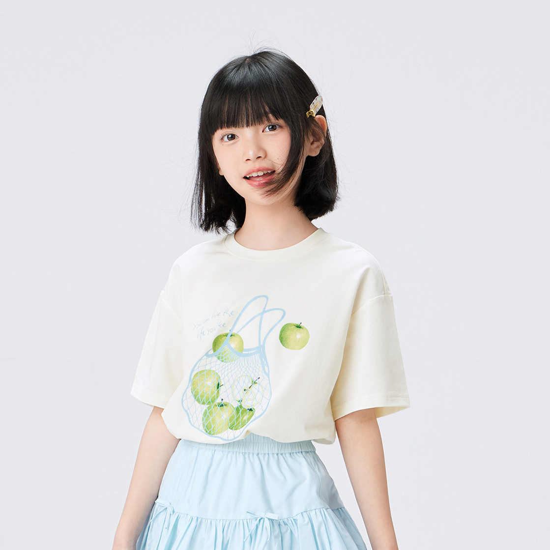 女童短袖t恤兒童夏季A類2026新款女孩大童水果凉感小冰T