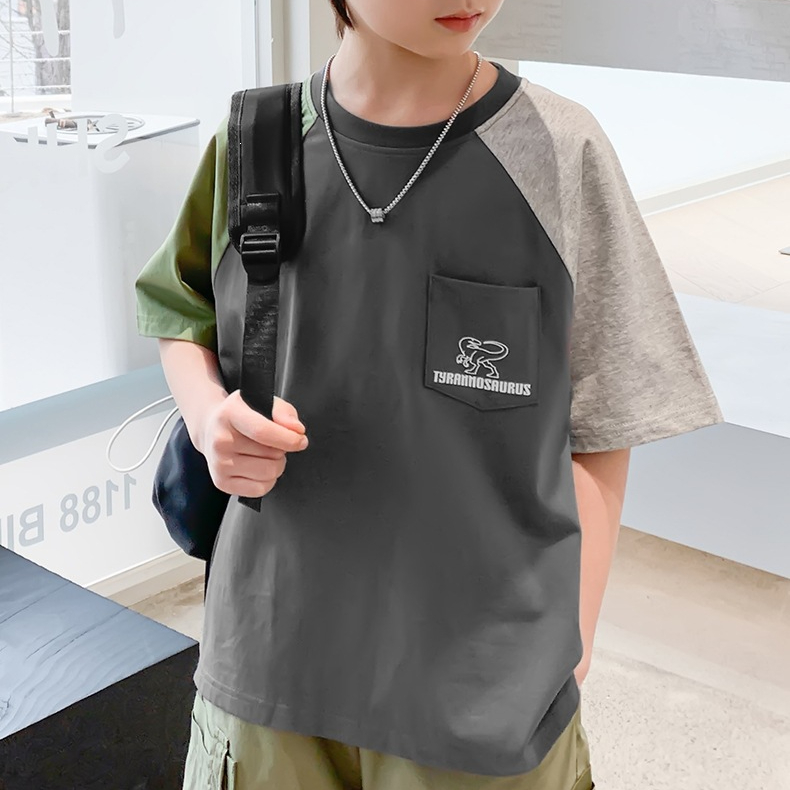 男童短袖T恤棉夏裝兒童鴛鴦袖童裝夏裝