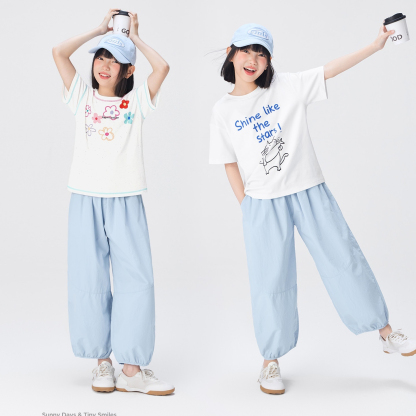 女童褲子夏季薄款兒童天絲爽滑氣球褲2026新款大童夏裝防蚊褲